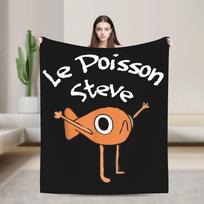 Funny Fish Le Poisson Steve Est Orange Fleece Throw Blanket Meme for Bed Knitted Blanket Car Thin Breathable Size: 75*100cm, Weight: 230 GSM