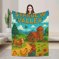 Stardew Valley Poster Knitted Blankets Fleece Farming Game Super Soft Throw Blankets for Bedding Throws Quilt Breathable Size: 75*100cm, Weight: 230 GSM
