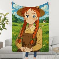 Cartoon A-Anne Of Green Gables Blanket Throw Super Cosy Plush Living Room Sofa Couch Childish Birthday Gifts Size: 75*100cm, Weight: 230 GSM