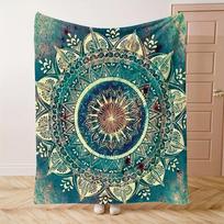 VIKAMA Bohemian Mandala Travel Blanket for Living Room Bedroom Decorative Ethnic Art Custom Full Size Throw Size: 75*100cm, Weight: 230 GSM