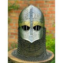 Viduramžių vikingų šalmas SCA LARP Viduramžių šalmas iš plieno žalvario Šalmas black