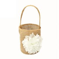 Wedding Lace Burlap Flower Basket Linen Handle Vintage Rustic Wedding Ceremony Table Decoration Baby Shower Party Candy Gift Bag
