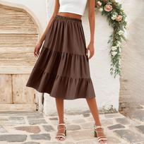 Women's Casual High Waist Drawstring A-line Skirt Color Skirt With Pockets M kava