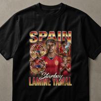 Starboy Lamine Yamal Fan T-Shirt, Football Player Graphic Tee, Soccer Star Apparel, Unique Game Day Gift Idea for Him or Her L