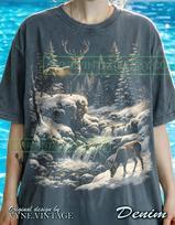 Deer Stag Comfort Colors® Tshirt, Winter Snow Forest Tees, Wildlife Nature Sweater, Retro Vintage Tanktop, Landscape Stream Art 2XL