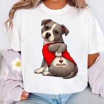 Tattooed Pitbull Shirt, Pit Bull Terrier I Love Mom Tee, Dog Lover Gift S
