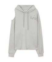 Deviper One Shoulder Cutout Hoodie_Light Beige Os/Free