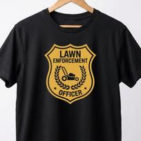 Lawn Enforcement Officer T-Shirt: Funny Gardening Shield Graphic Cotton Tee M