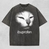 I Need Ibuprofen Shirt, Funny Comfort Colors Vintage Cat Graphic Tee, Silly Kitten Meme T-Shirt, Ironic Humor Gift 4XL