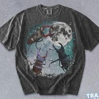 Three Stag Beetle Moon Shirt Retro Beetle Lover TShirt Insect Bug T-shirt Funny Beetle Retro Gift Tee 4XL