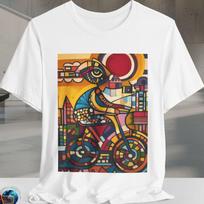 Abstract Trippy Bicycle Art Shirt | Psychedelic Tee | Abstract Geometric Cycling Shirt | Colorful Surreal Bike Art T-Shirt S