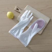 Silicone Rubber Dishwashing Gloves with Built-in Scrubber and Heat Resistance