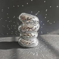 Small Sliver Disco Ball Vase Flower Planter Pot Table Decor Sculpture Table Centerpiece Home Decor Unique Housewarming Gift gray