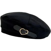 Adjustable Winter Keep Warm Autumn Female Beret Love Heart Leather Buckle Painter Hat Women Caps juoda
