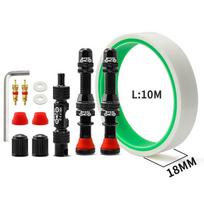 MUQZI Tubeless Tire Kit MTB Road Bike Tubeless Rim Sealing Tape & Schrader Valve & Valve Core Removal Tool Cycling Accessories 18mm Black