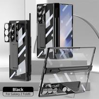 For Samsung Galaxy Z Fold 6 5 4 3 Transparent Plating PC Hinge protection Full Body Stand Pen Slot Case with Tempered Glass Opp Bag&For Samsung Galaxy Z Fold4 5G 7.6" juoda