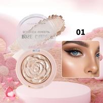 Rose-Shaped Highlighter & Blush Palette – Shimmer Powder for Face One Size