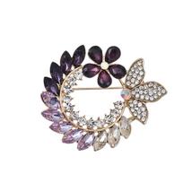Weiman Purple Butterfly Flower Brooches Luxury Women Fashion Rhinestone Crystal Gold Plated Alloy Customize Designer Brooch Pins XD824017 auksas