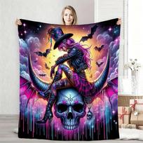 New Arrival Skeleton Printed Blanket Picnic Blankets Warm Blanket Soft and Comfortable Blanket Home Travel Birthday Gift Size: 75*100cm, Weight: 230 GSM