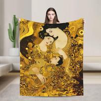 Timeless Maternal Bond-Inspired by Gustav Klimt Mother And Child Blanket Winter Decorative Living Room Novelty Bedspread 100X70CM