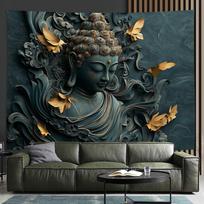 Vintage 3D Buddha Wall Art Tapestry Living Room Bedroom Office Party Decoration Creative Gift Wall Cloth 150x230cm 100X70CM