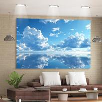 Blue Sky Clouds Tapestry, Lake Reflection Nature Wall Hanging, Calming Aesthetic Decor for Living Room Dorm 100X70CM