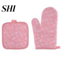 Japanese Style 2Pcs/Set Baking Mitten Heat-resistant Anti-scalding Cotton Flax Hand Insulation Protective Potholder Oven Gloves for Dining Room Glove rožinė