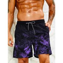 Summer Trendy Men's Palm Leaf 3D Pattern Shorts, Beach Shorts Suitable for Outdoor Wear, Daily Fitness, and Swimming. S