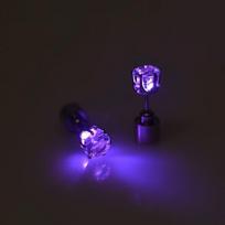 LED Bling Earrings Dance Disco Valentine's Day Gifts Fashion Jewelry Blinking Ear Stud Pink Led Earrings For Women Light Studs 1 pair violetinė