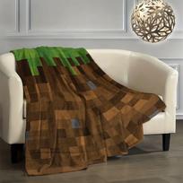 Pixel žaidimų nostalgijos žolės bloko flanelės pledas | Pixel elementai žaidimų erdvėms, šventinės atmosferos kūrimui 75X95CM