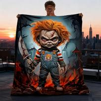 1 vnt. Chucky lėlės lauko pledas, lengvas flanelės užklotas kelionėms, stovyklavimui, svetainei, sofai, kėdei, minkštas 75X95CM