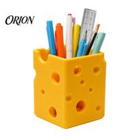 Functional Room Decor Creative 3D Printed Cheese Pen Holder, Cute Desktop Organizer, Plastic Stationery Holder Multifunctional Storage Ornament 1pc