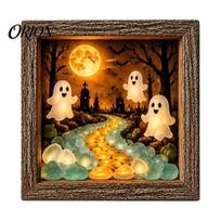 Festive Party Supplies Halloween Lighted Frame Ornaments, Light Up Shadow Box, Warm Cute Decor Atmosphere LED Lights for Home Living Room Bedroom P