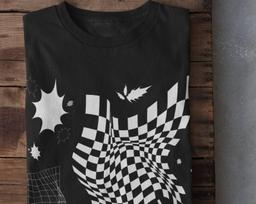 Trippy Checkerboard Shirt, Weird Stuff, Unusual T Shirt, Cyberpunk Clothing, Grunge Clothing, Alt Clothing, Skater Shirt, Unisex T shirt 3XL