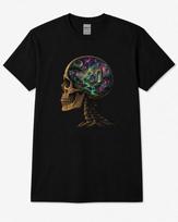 Trippy Skull T Shirt, Psychedelic Cosmic Brain Graphic Tee, Vaporwave Skeleton Shirt, Surreal Nature Portal Art, Gothic Streetwear 2XL