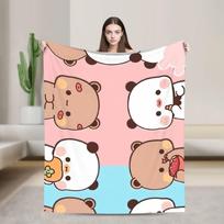 Animacinis pandos Bubu Dudu pledas Vilnos pavasario rudens Daugiafunkcis šiltas apklotas namams miegamajam Pliušinė plona antklodė 75X95CM