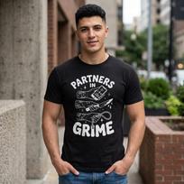 Partners in Grime Pottery T-Shirt; Funny Messy Clay Hands Tee; Ceramic Artist Studio Bestie Top 3XL