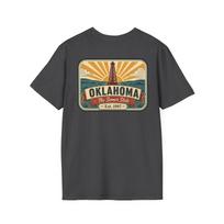 Oklahoma Oil Derrick T-Shirt | Vintage Mid-Century Travel Luggage Tag Tee | Sooner State Souvenir | OK Road Trip Gift M