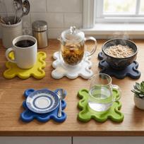 Flexible Heat‑resistant Coaster Thickened Heat‑proof  Pad Drink Coaster  Tea Table žalia