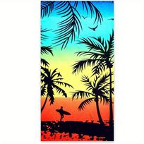 Beach Towel Palm Trees and Surfer Sunset Pattern Sun Protection Windproof Suitable for Swimming Pool Camping Travel Blanket 130x60cm