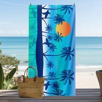 1pc Tropical Palm Sunset Beach Towels - Vibrant Coastal Vacation Quick Dry Bath Towels 35x75cm