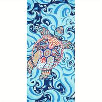 Beach Towel Geometric Turtle and Wave Pattern Sun Protection Windproof Suitable for Swimming Pool Camping Travel Blanket 35x75cm&1pc
