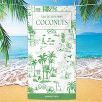 Hand Drawn Tropical Island Sailboat Hut Palm Beach Towel Soft Absorbent For Women Holiday Seaside Gym Outdoor Use 50x100cm