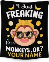 Cute Monkey Throw Blankets Super Soft Fuzzy Plush for Kids Adults Perfect Couch Companion Ideal Gift Black x Inches Size: 75*100cm, Weight: 230 GSM