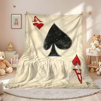 Playing Card Spades Hearts Flannel Blanket, Soft Comfortable for Travel Camping Living Room Office Chair Bed, All-Season Gift Size: 75*100cm, Weight: 230 GSM