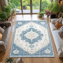 RAKKS Luxury Bohemian Crystal Area Rug,Washable,Anti-Slip,Modern Floral Print for Living Room,Bedroom Home Decor Large Carpet 40x60cm