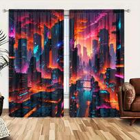 2pcs Future Technology Cyberpunk Printed Curtain for Home Decor - Rod Pocket Window Treatment for Bedroom   Office   Kitchen 100*130 Grommet Top 1pcs