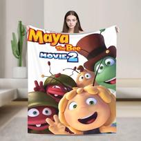 Maya Bitė Su Gėlėmis Animacinis Pledas Sofai Minkštas Pūkuotas Pliušinis Pledas 50x60 Colių Įvairių Dydžių Patalynės Užtiesalai 75x90cm