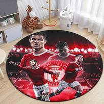 Football Star Design Round Carpet - Non-Slip Flannel Rug for Living Room, Camping, Picnic, Yoga, Bedroom, and Area Diameter 60cm