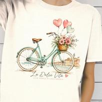 Bicycle Flower Shirt, La Dolce Vita Tee, Italian Summer Bicycle Shirt, Floral Balloon Shirt, Trendy Summer Tee, Romantic Travel Shirt XL
